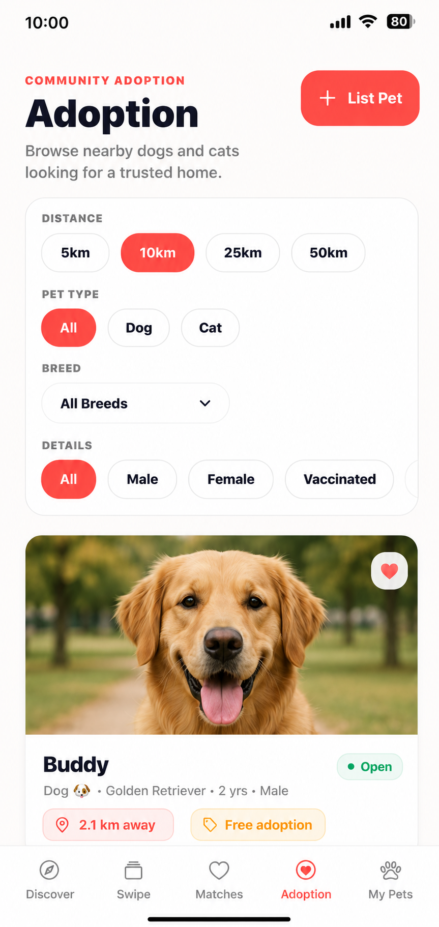 Aleefna adoption opportunities screen