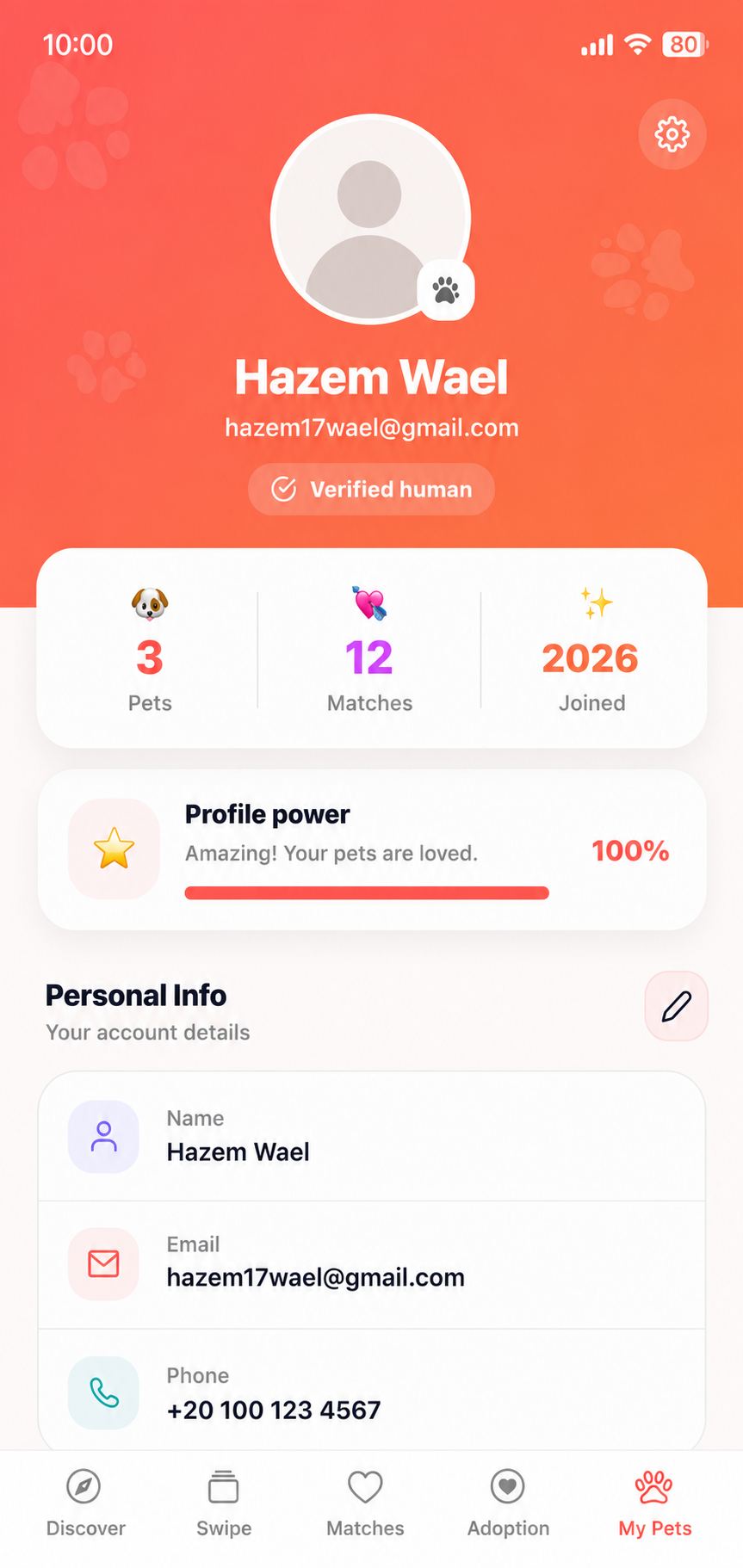 Aleefna profile settings and safety controls screen
